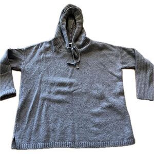 Pure Jill Grey Hoodie Ribbed Sweater Women’s Size M